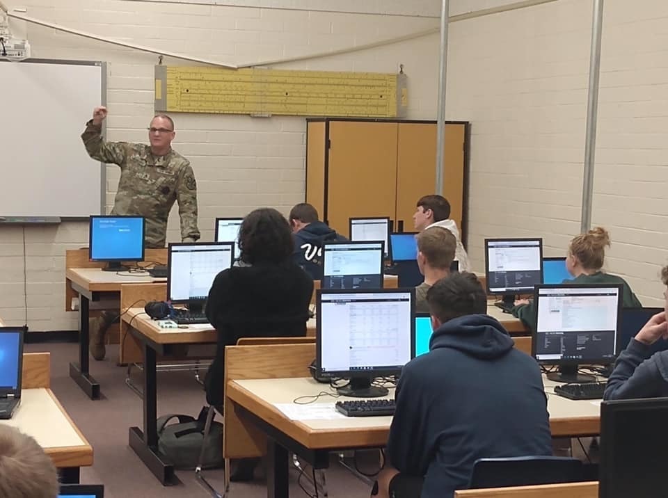 SSG Roberts from the Arizona Army National Guard came to the JH/HS yesterday to explain to juniors how to interpret their ASVAB scores. Thanks for your help SSG Roberts!