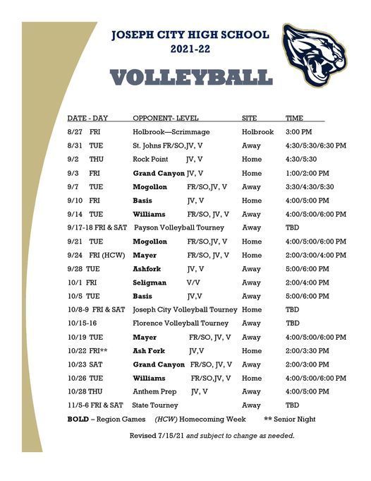 Here is the 2021 HS Volleyball Schedule.