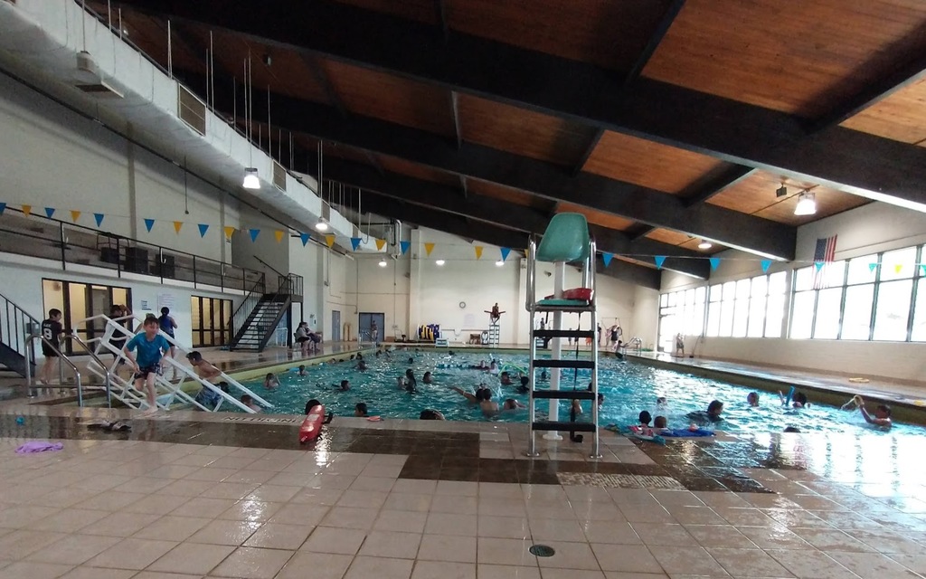Students swimming at pool