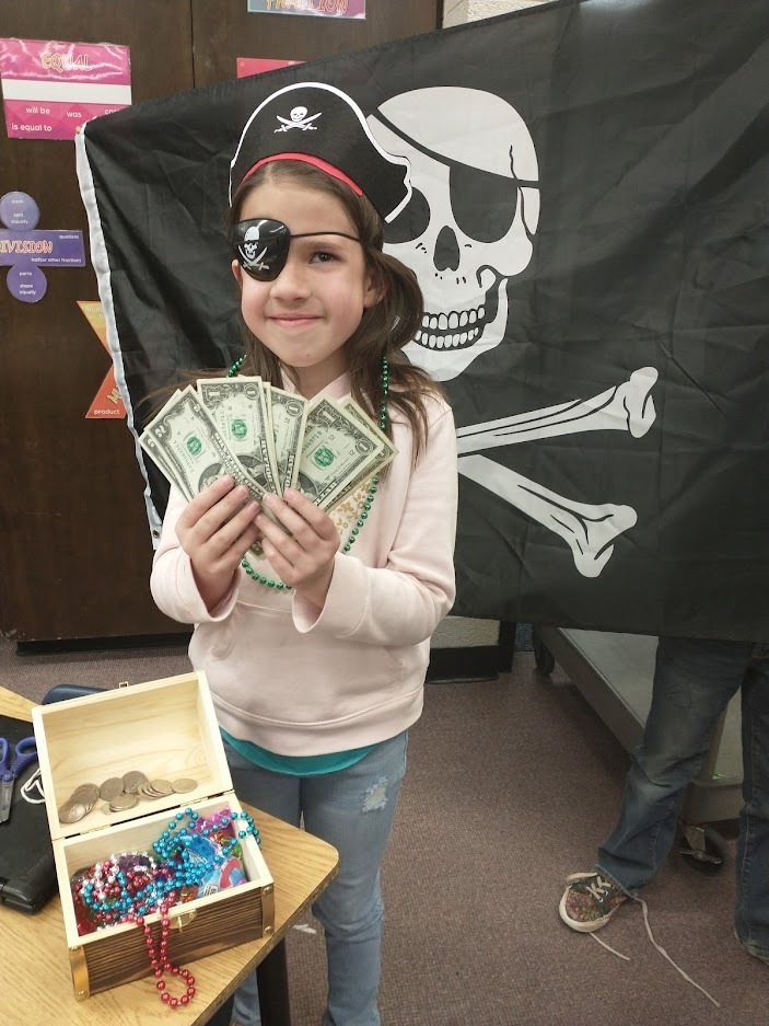 pirate 3rd grader with cash 