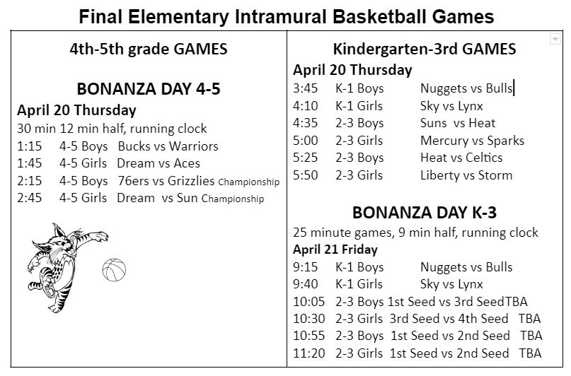 Intramural Basketball schedule